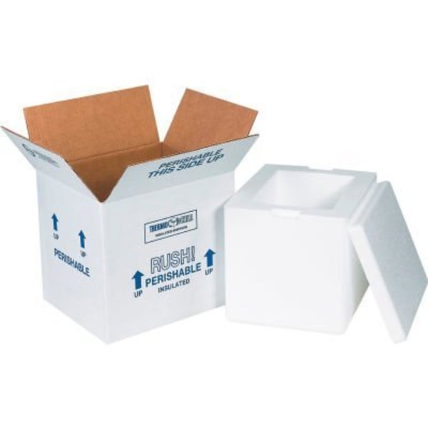 The Packaging Wholesalers Foam Insulated Shipping Kit, 8"L x 6"W x 7"H, White 207C